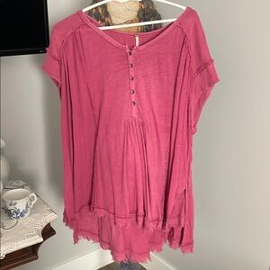 Women's Pink Button-Front Top